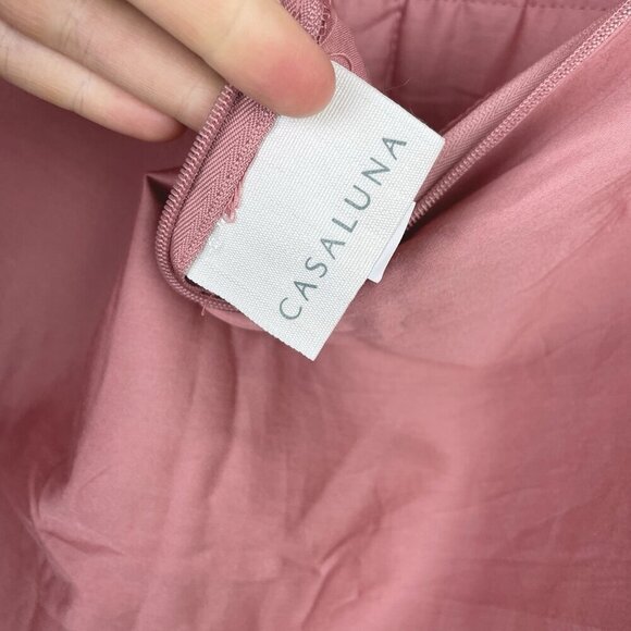 Casaluna Dusty Rose Quilted Pillow Cases Euro Shams Pink Linen Blend Square - Picture 6 of 11